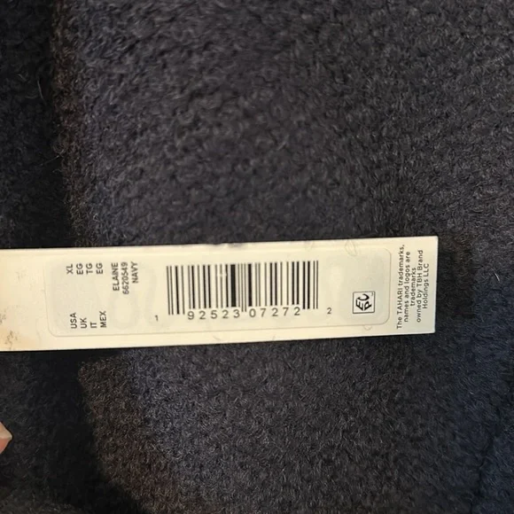 NWT Tahari Elaine Navy Blue Belted Wool Coat with Faux Leather Trim - Picture 11 of 11